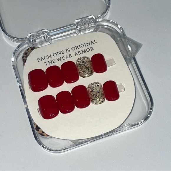 🎃 10 Press-On Nails Extra Small ~ Ready Set Red & Sunset ~ - Picture 2 of 4